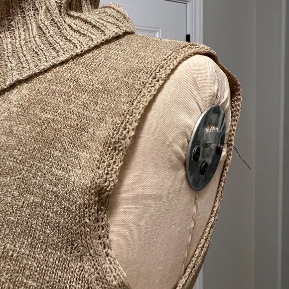 Tan Turtleneck Sleeveless Knit, Small - Picture 3 of 5